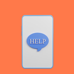 3d illustration of help faq on smartphone