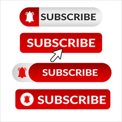 Subscribe button bell click cursor Social media  elements blog, channel, video content,  vector illustration eps 10