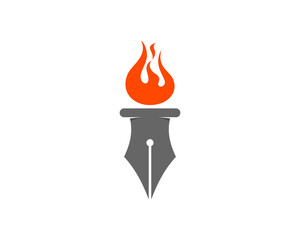 Torch fire with pen nib vector illustration