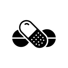 Black solid icon for pills