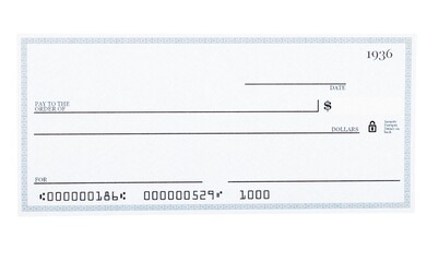 Blank Check Isolated on White