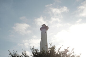 the view of the lighthouse in the evening at pandansari beach, Bantul, Yogyakarta