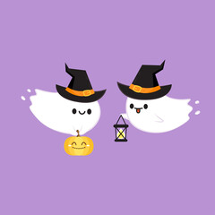 Cute ghost cartoon vector. Ghost character design.
