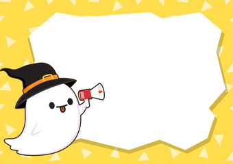 Cute ghost cartoon vector. Ghost character design. Halloween card vector.