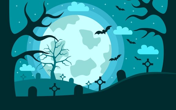 blue halloween day background vector design for cover.