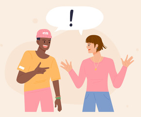 Two friends are talking. flat design style vector illustration.