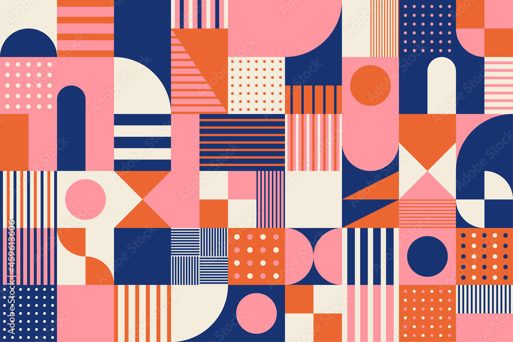 Poster a retro pattern with mosaics of various shapes. simple pattern design template.