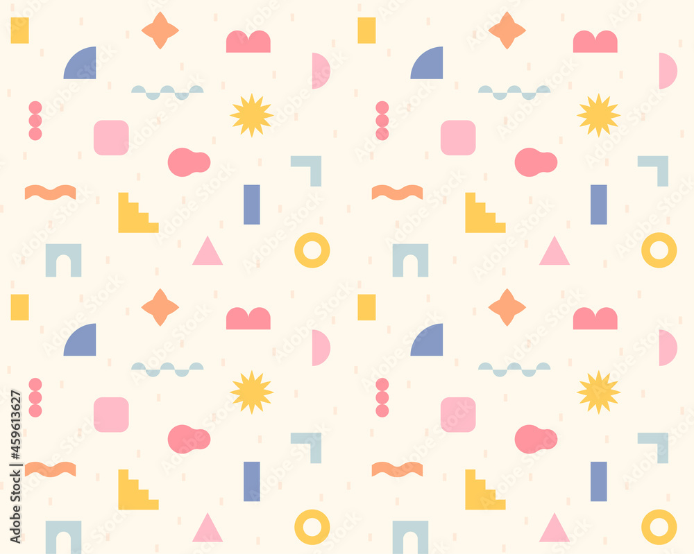Poster small and cute shapes. simple pattern design template.