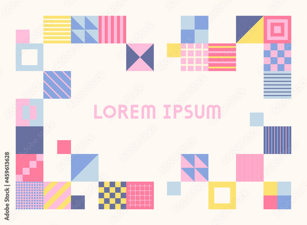 Poster square tiles with various halftone patterns designed. simple pattern design template.