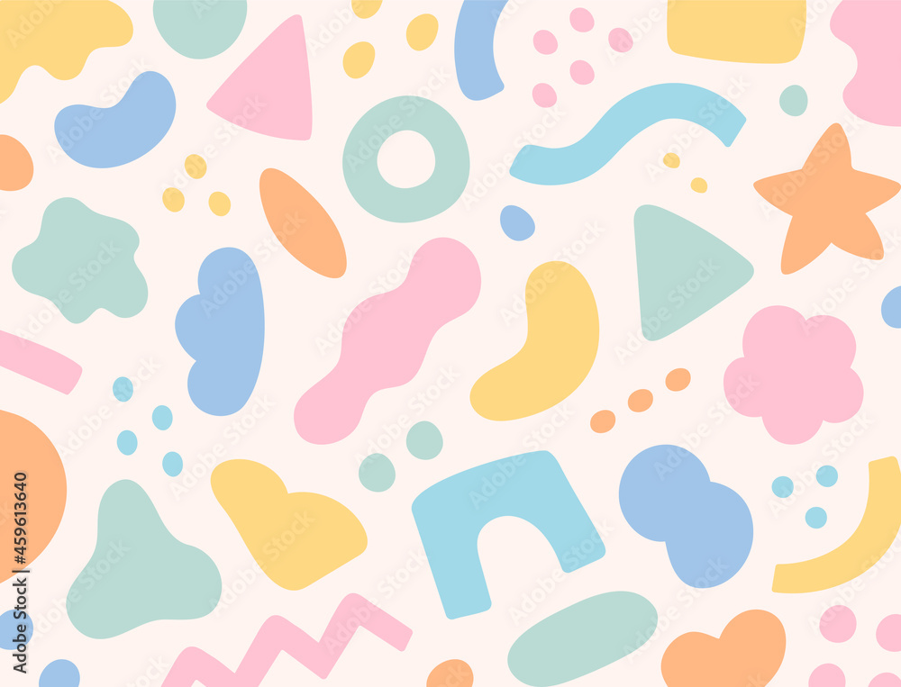Poster a composition of abstract shapes of soft shapes. simple pattern design template.