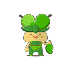 Soursop mascot illustration, holding soursop, smiling cute face
