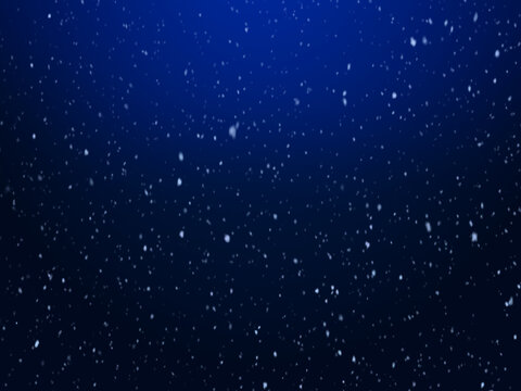 Falling snow in the night sky. Winter snowy background.