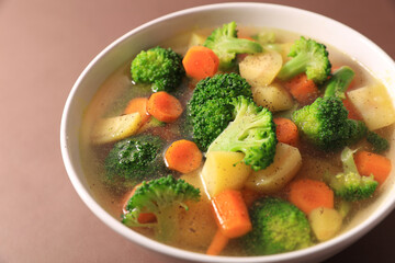 close up on bowl of vegetable soup