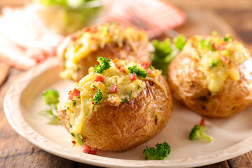 baked potato with cream,  cheese and broccoli