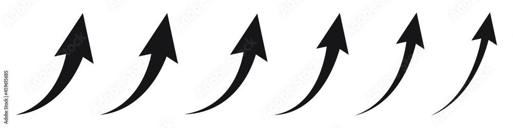 Poster curved arrow icon. arrow pointer icon. set of arrows. arrows up. black arrow icons. vector illustrat