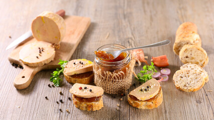 Fototapeta na wymiar festive canape with foie gras and onion