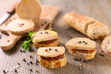 festive canape with foie gras and onion