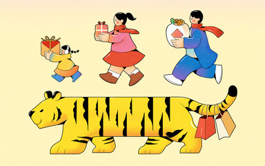 Cny people and animal character set