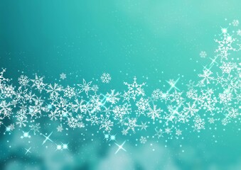 雪の結晶が連なる水色の背景