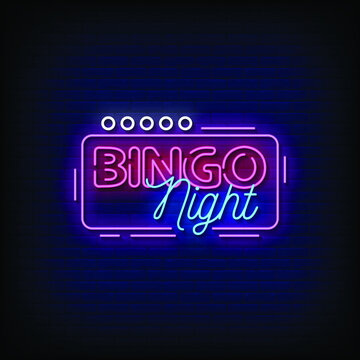 Bingo Night Neon Signs Style Text Vector