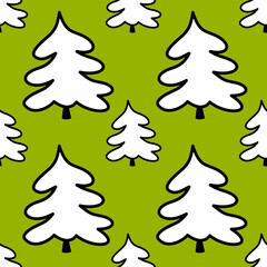 Fototapeta premium christmas tree - seamless vector color background in flat style. new year and winter holiday