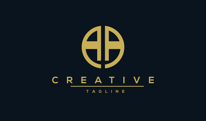 AA initial letters circle elegant logo golden Badge vector
