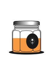 Glass mason jar of honey in modern flat vector illustration