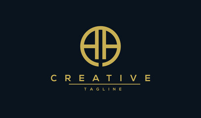 AA initial letters circle elegant logo golden Badge vector