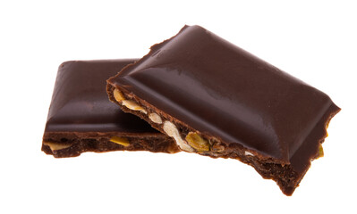 chocolate with nuts isolated