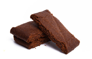 chocolate sponge cake isolated