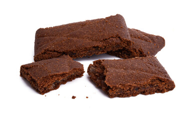 chocolate sponge cake isolated