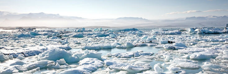 Icebergs float on Jokulsarlon glacier lagoon - Iceland