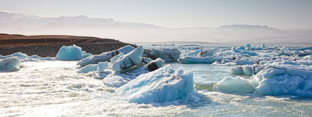 Icebergs float on Jokulsarlon glacier lagoon - Iceland