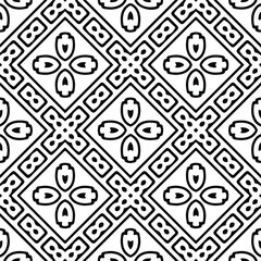 Flower geometric pattern. Seamless vector background. White and black ornament. Ornament for fabric, wallpaper, packaging. 

Decorative print.
