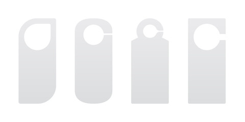 Hotel door hanger tags template icon signs set flat style design vector illustration. Empty door flyer or do not disturb mock up isolated on white background.