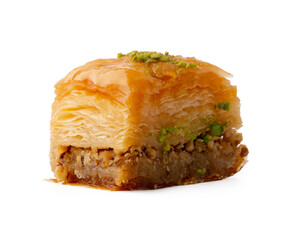 Delicious sweet baklava isolated on white background