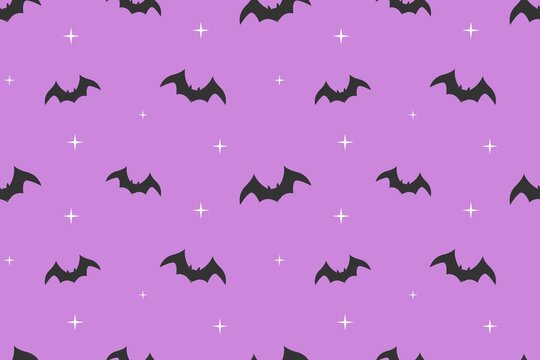 Halloween Bat with Blink Seamless Pattern Purple Design