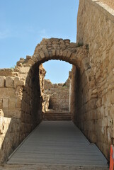 Part of Roman amphitheater in the national park Caesarea on the Mediterranean coast of Israel