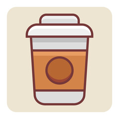 Filled color outline icon for coffee cup.