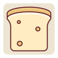 Filled color outline icon for bread slice.