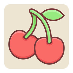 Filled color outline icon for cherries.
