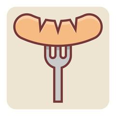 Filled color outline icon for hotdog.