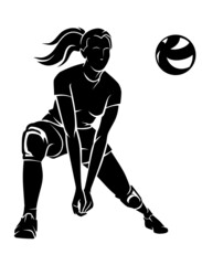 Volleyball Women's Team Sport, Front View Illustration
