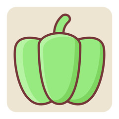 Filled color outline icon for green capsicum.