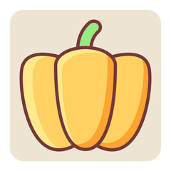 Filled color outline icon for yellow capsicum.