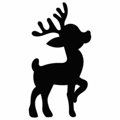 black silhouette deer with antlers, vector