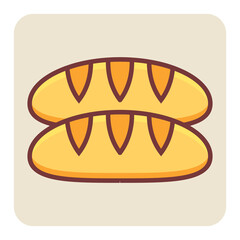 Filled color outline icon for bread loaf.