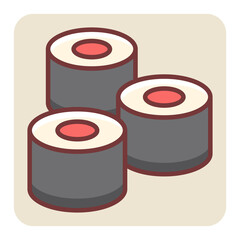 Filled color outline icon for sushi.
