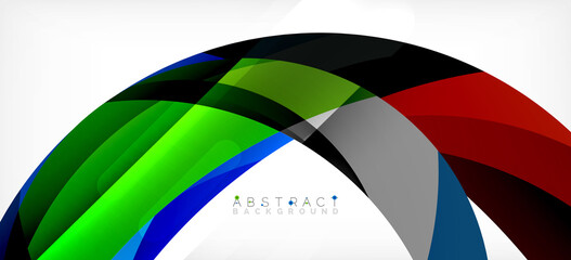 Geometric abstract background. Circle created with overlapping color shapes. Vector Illustration For Wallpaper, Banner, Background, Landing Page