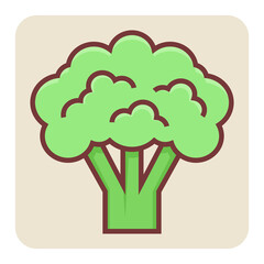 Filled color outline icon for broccoli.